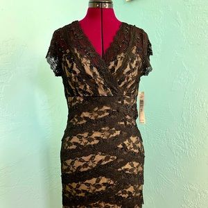 Marina Black/Nude Cocktail Dress Size 10 Petite